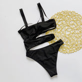 Black Cut Out Swimsuit Areous
